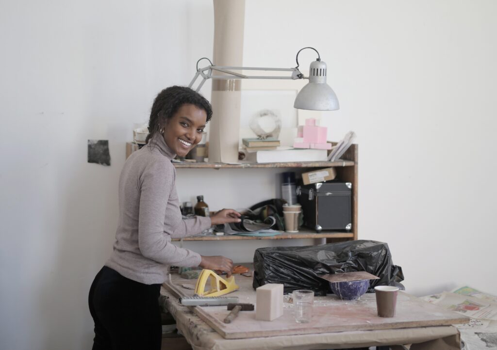 young craftswoman working