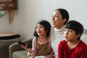 family watching English movies