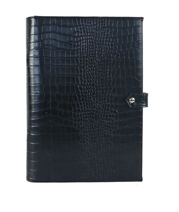 Chic and Neat Leather Folder - Black Croc